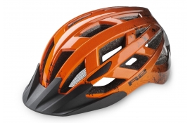 Шолом дитячий R2 Lumen Junior з блимавкою помаранчевий/чорний глянцевий S (52-56 см)