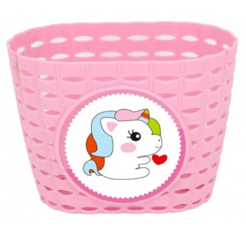 Кошик дитячий пластиковий на кермо ONRIDE Lio рожевий для велосипедів 12-14"