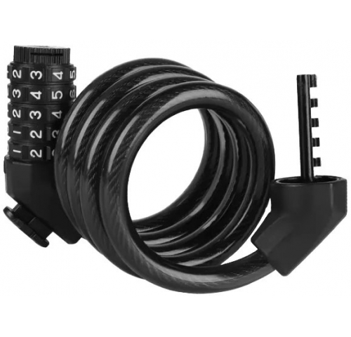 Кодовий замок Green Cycle GLK-130 в силіконовій обоймі з тросом 12ммх120см+кріплення, чорний