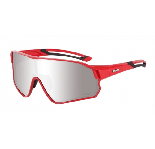 Окуляри Relax Artan червоні глянцеві, лінза smoke (Polarized TAC 1,1 mm), silver mirror, кат. 3