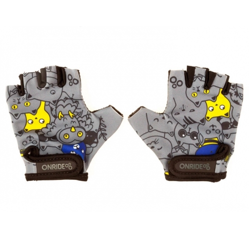 Рукавички дитячі ONRIDE Gem Котики сірі 7-8 синьо/жовті