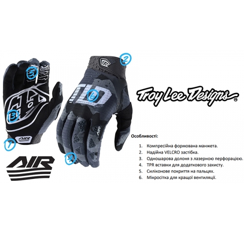 Рукавички TLD AIR GLOVE CAMO [BLk] M