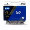 Ланцюг KMC X9 9 швидкостей 116 ланок + замок срібний/сірий Ланцюг KMC X9 9 швидкостей 116 ланок + замок срібний/сірий